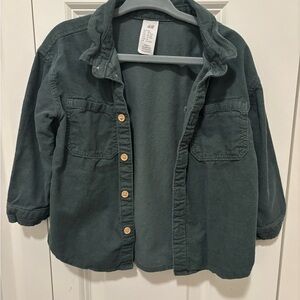 NEW H&M Toddler Dark Green Corduroy Button-Up